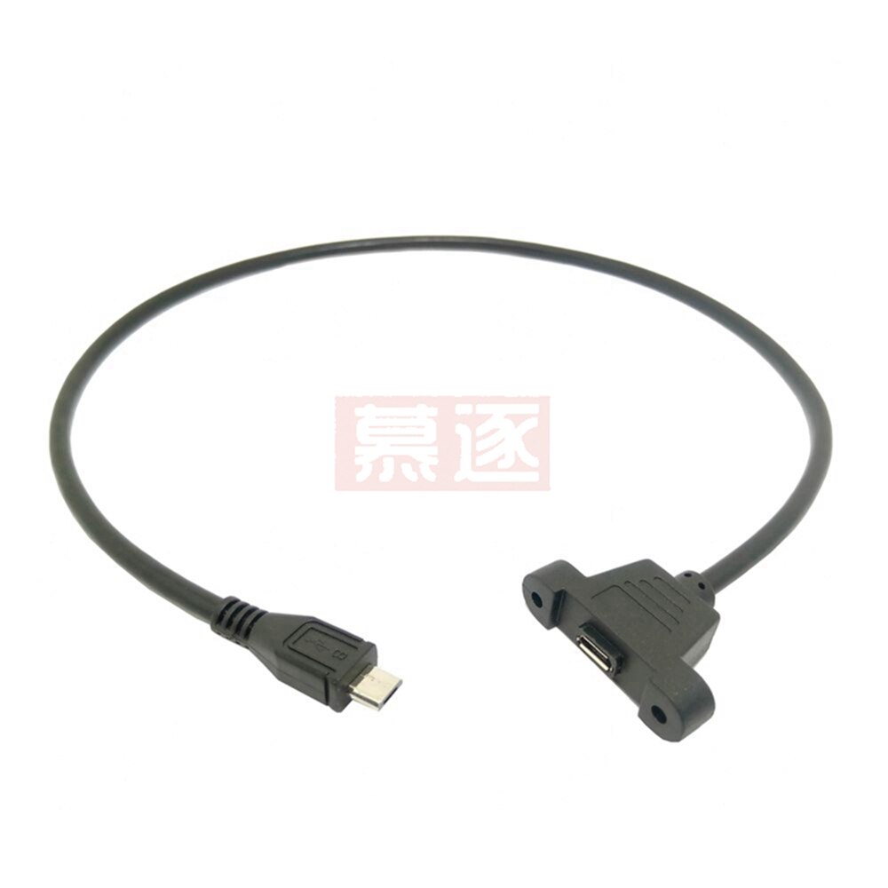 Micro USB USB 2.0 Male Connector to Micro USB 2.0 Female Extension Cable 30cm 50cm With screws Panel Mount Hole