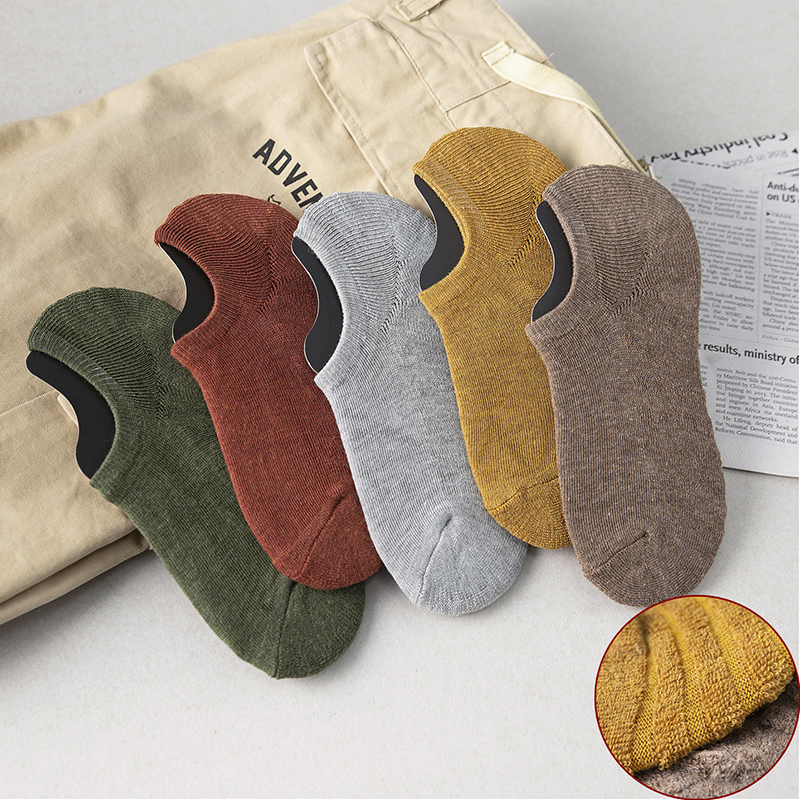 5 Pairs Men Short Socks Cotton Crew Ankle Casual Soft Low-Cut Non-Slip Breathable Summer Autumn Sock for Male