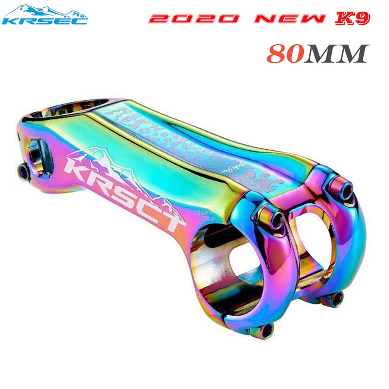 KRSCT Bicycle Stem CNC Handlebar Stem Road Mountain Bike MTB Stem -20Degree 28.6*31.8mm 80/90/100mm Bicycle Handlebar Parts: Rainbow 80mm