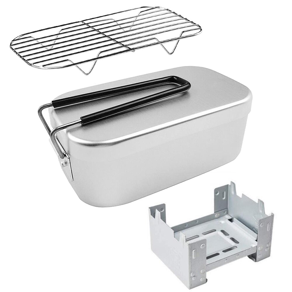 Mini Folding Stove Lunch Box Steaming Rack Combo Set for Picnic Camping Hiking Fishing Mountaineering