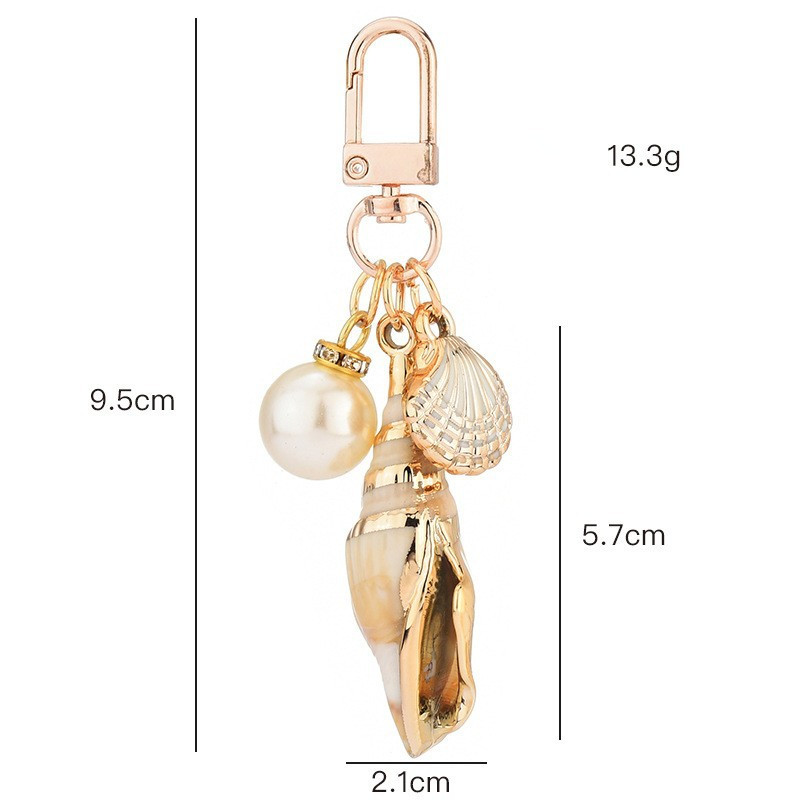 Bohemia estilo concha chaveiros para mulheres, pingente de borla pérola shell, requintado chaveiro saco, pequenos ornamentos à beira-mar, presentes lembrança