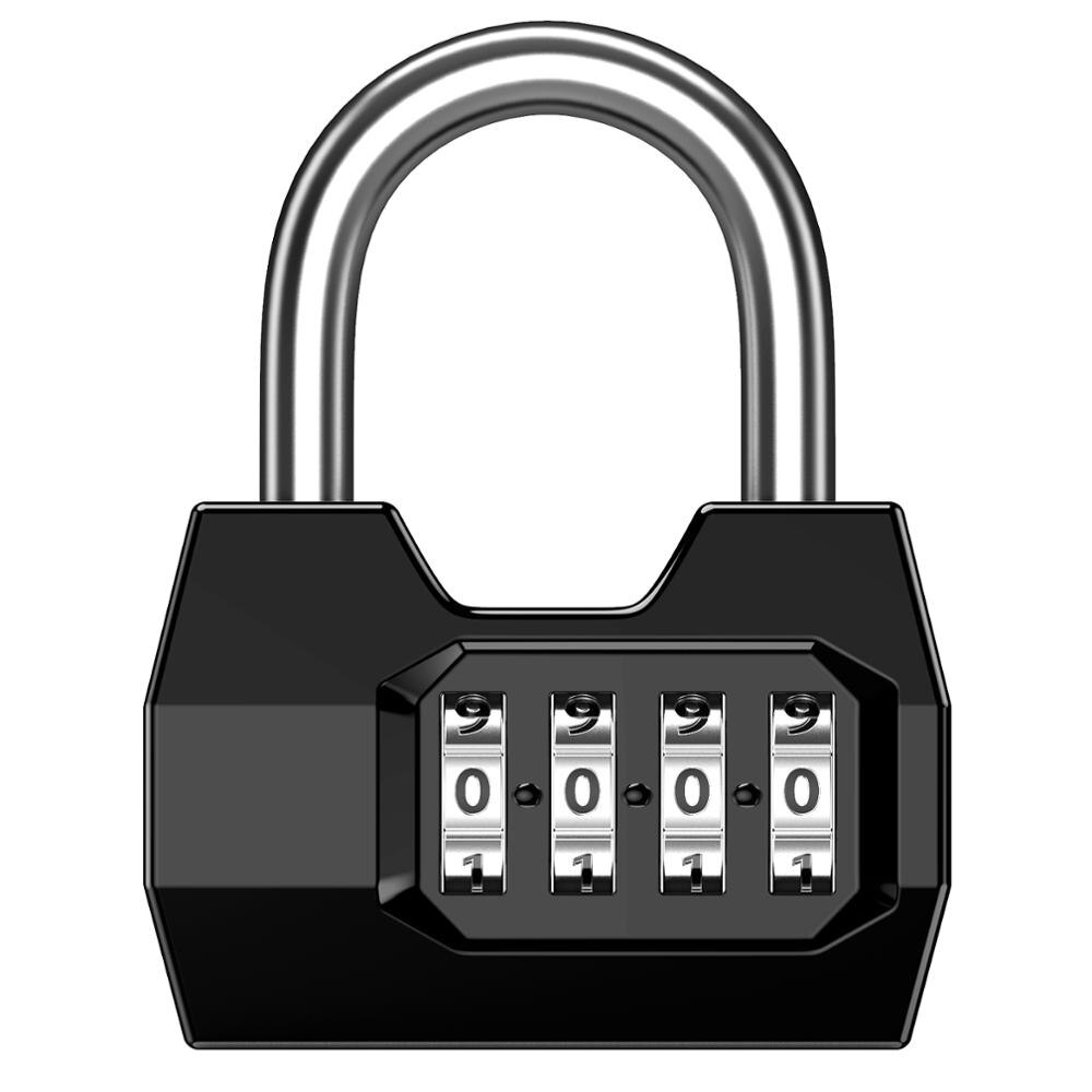 Portable 4 Dial Digit Combination Lock Weatherproof Protection Security Padlock Outdoor Gym Safely Code Lock Black