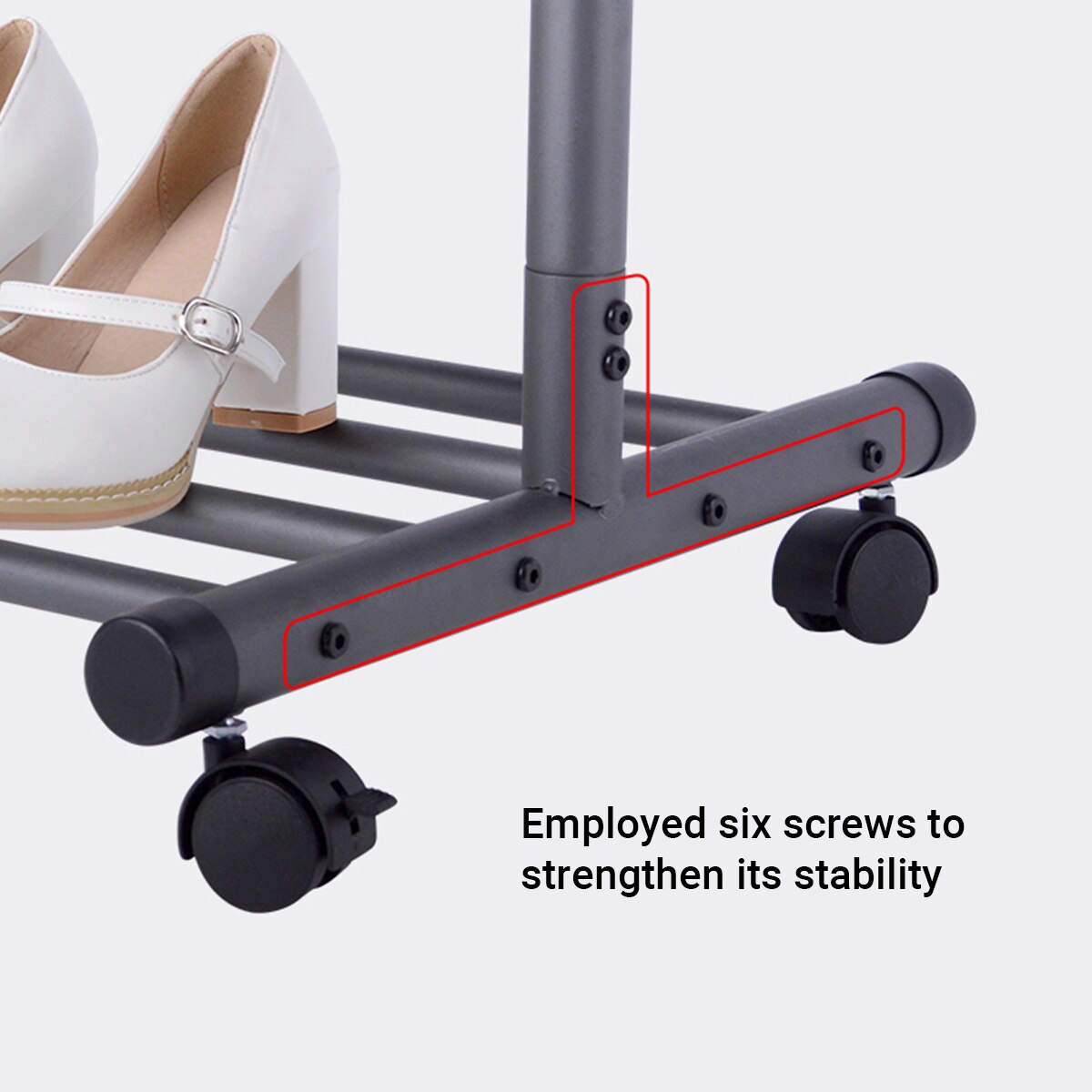 HOME ORGANIZER Multifunctional Clothing Rack Steel Rod Hanging Clothes Rolling Garment Rack Organizer Indoor Hanger