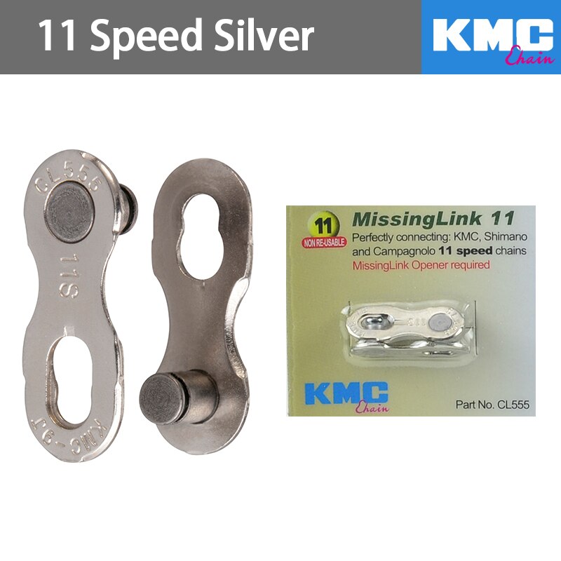 KMC – maillons de chaîne de vélo de route, 6/7/8/9/10/11 vitesses, une paire, or argent, pour Shimano: 11 speed Silver