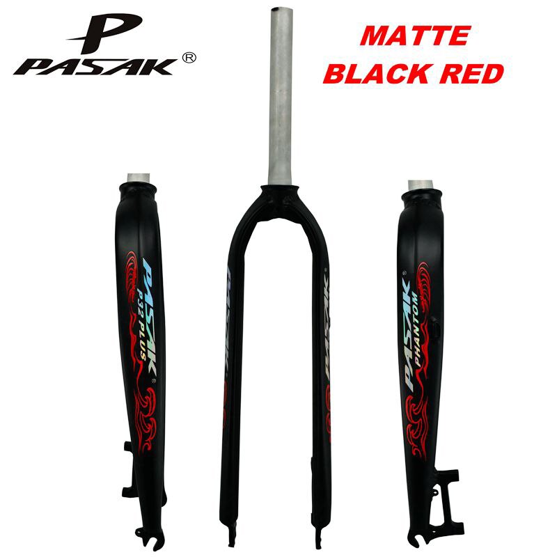 PASAK Vélo Dur Fourche 26 "27.5" 29 "en aluminium montagne vtt vélo vélo de route fourche rigide P32 modèle De Frein À Disque Composant: Matte Black Red