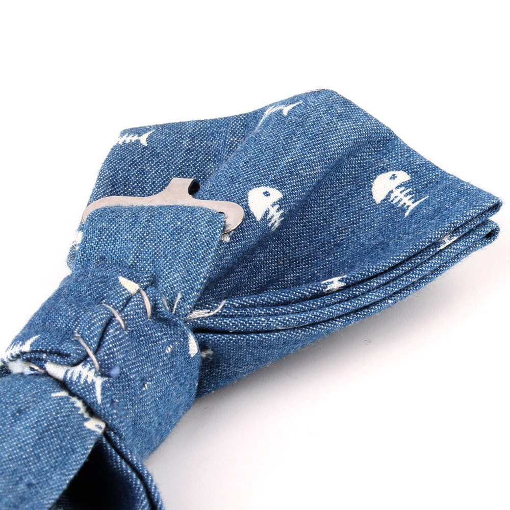 Nœud papillon en jean pour marié, pour homme et femme, cravate en Denim, bleu, motif Floral