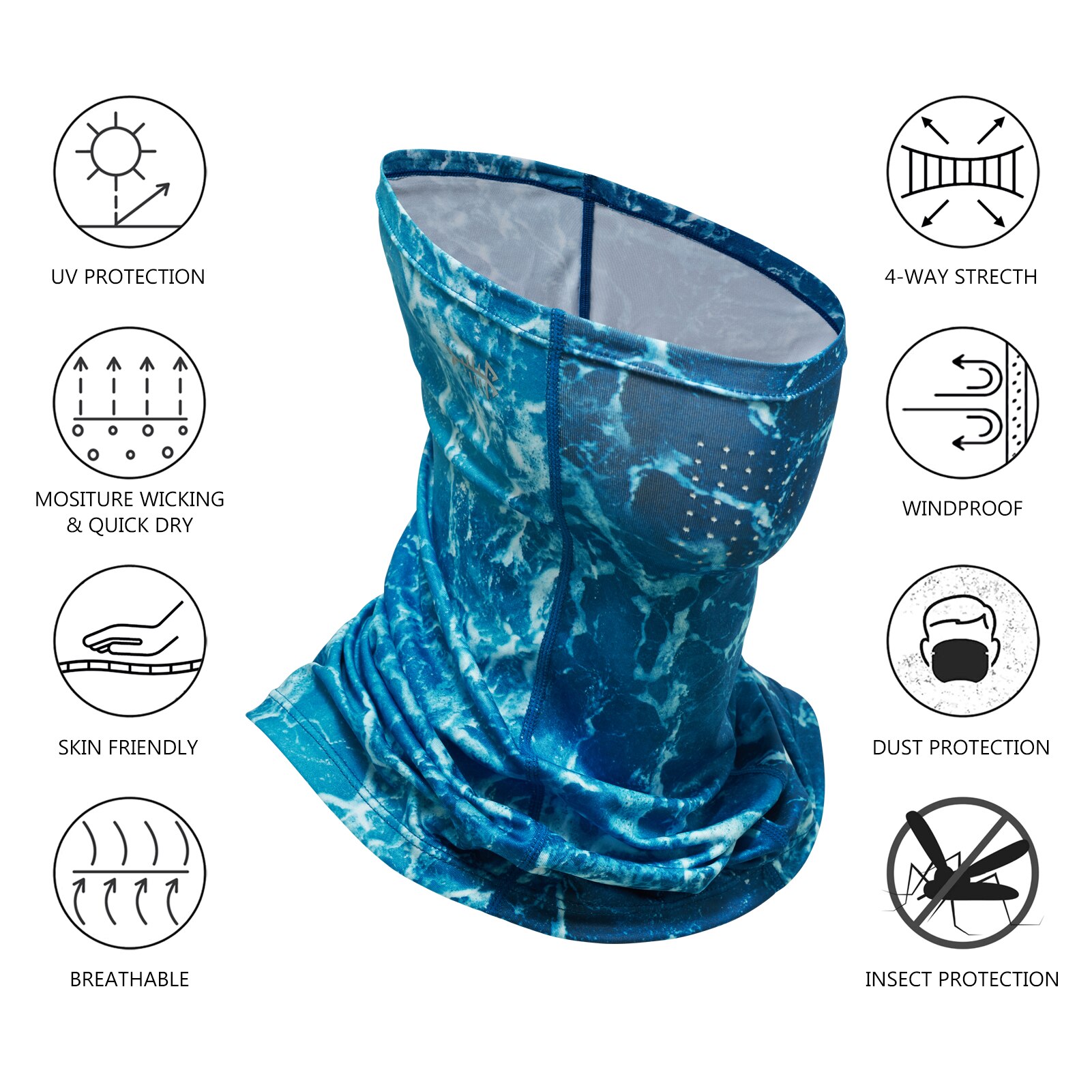 Bassdash Fishing Face Covering Sun Protection Cycling Neck Gaiter With Holes UPF50+