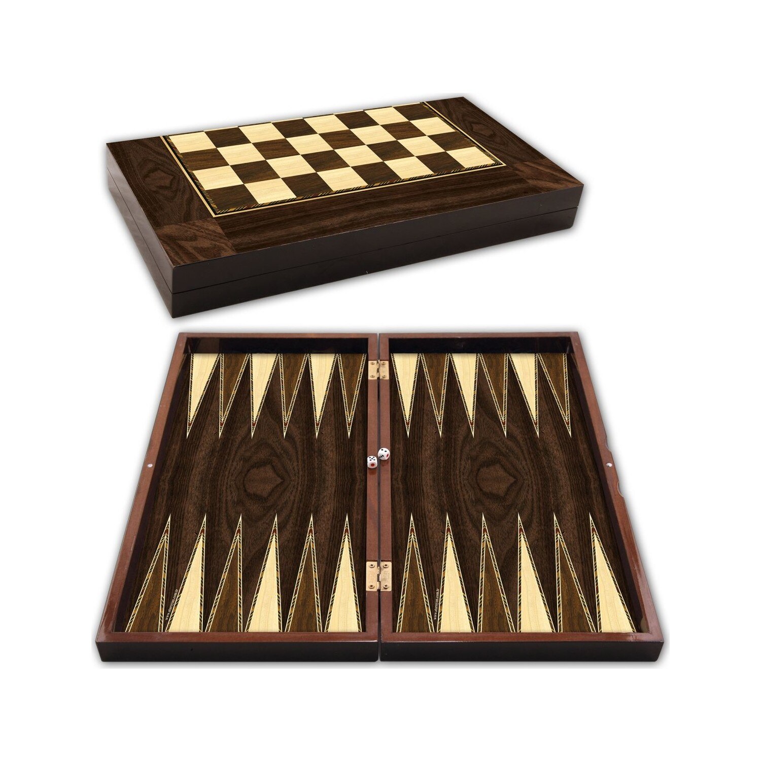 Authentieke Originele Polyester Walnoot Backgammon Met Luxe Geborduurde (Grote Maat)