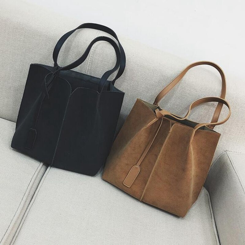 Alta qualidade bolsas de camurça feminina de couro macio 2 pçs bolsas definir bolsas de ombro feminino grandes sacolas casuais l8-421