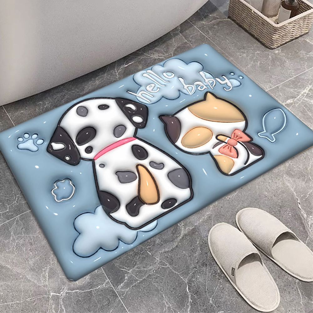Diatom Mud Mat for Bathroom Cartoon 3D Mats Non-slip Carpets Quick-drying Floor Mats for Bathtub Side Floor Rug Shower Doormat: BROWN