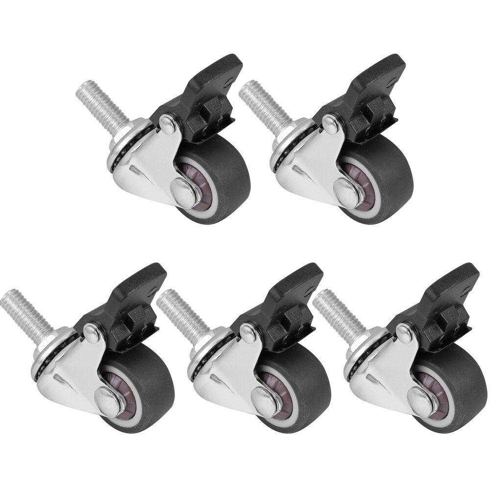 5 PCS Caster Wheel with Brake 1 inch TPR Omni-directional Rotating Swivel Caster