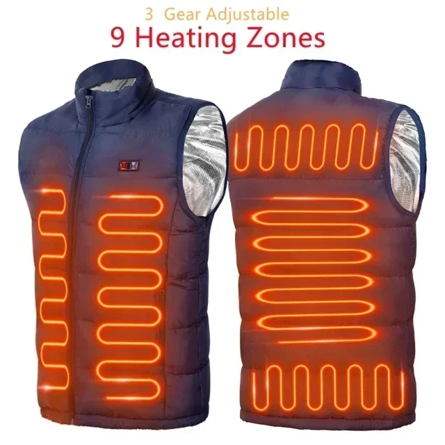 Casacos Aquecidos Elétricos para Homens e Mulheres, Zonas de Colete, Sportswear, Casaco, Grafeno, Aquecimento USB, Camping: 4XL / Preto