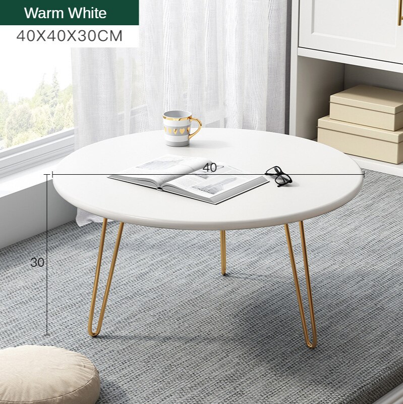 K-Star Bay Window Small Coffee Table Light Luxury Home Balcony Small Table Simple Modern Sitting Tatami Table: Round White40x40x30