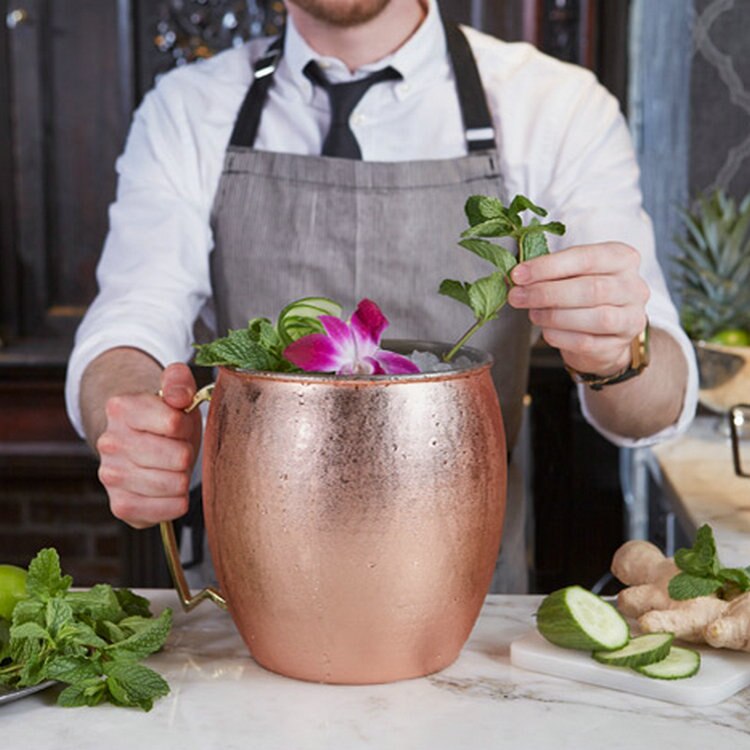Caneca gigante 5l de martelado moscow mule, caneca mega caneca moscow mule caneca balde de gelo