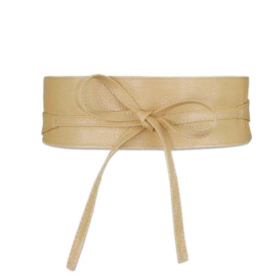 Cinturón ancho de encaje negro para mujer, corsé con autosujeción, cinturón de cintura alta tejido con lazo, bohemio: beige