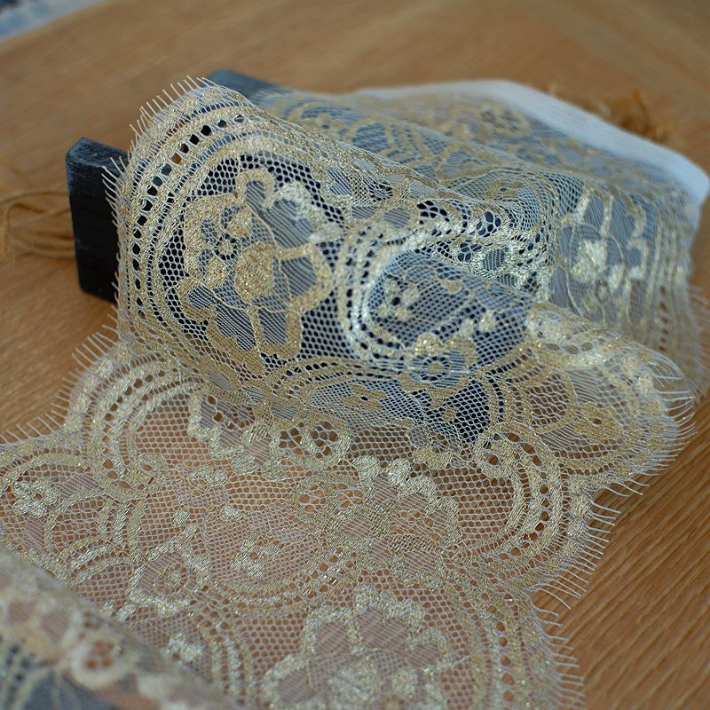 3meter Gold Thread Lace Embroidery Eyelash lace Clothing Accessories Exquisite Flower Skirt Hat Trims Accessories