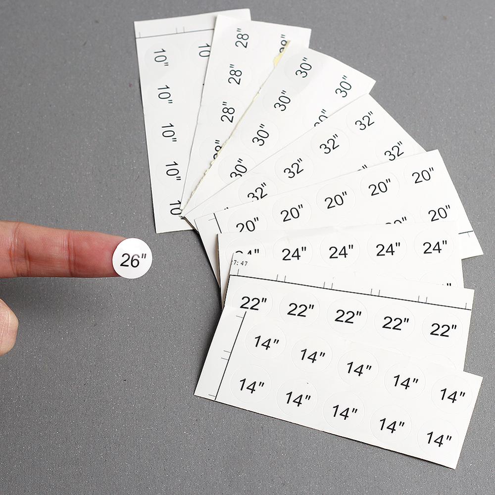 Wig Size Sticker Virgin Hair number size length stickers, 10"/32" round circle hair extension length in inch printing pap