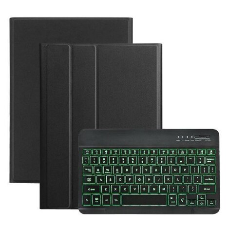 Split Leather Case Met Bluetooth Keyboard Case Voor Ipad Mini 1234: Black