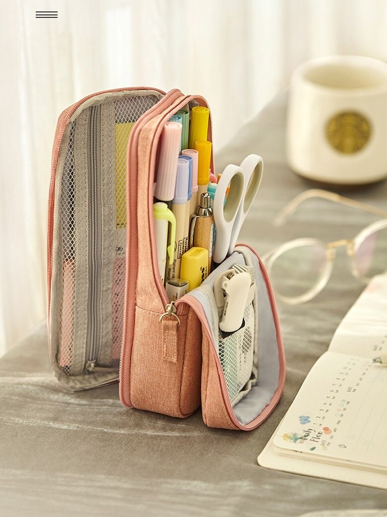 Angoo-estuche de lona para bolígrafos, bolsa de almacenamiento para bolígrafos, Color blanco, sueño juvenil, soporte para teléfono, papelería, escuela, A6171