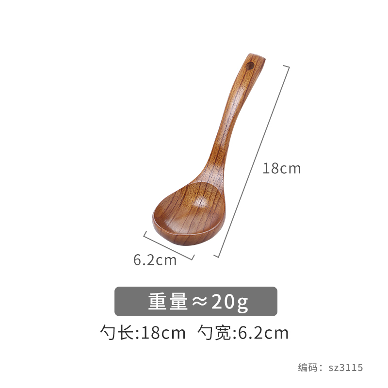 Houten Soeplepel Voor Het Koken Van Grote Lange Steel Ramen Lepel Massief Hout Anti-Aanbaklaag Speciale Lepel Keukengerei Accessoires: Zilver