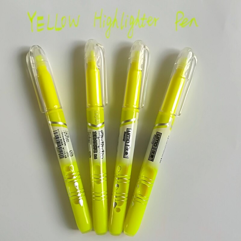 4 Stks/set Blauw Kleur Markeerstift Marker Pen Highligher Pen Fluorescerende Gekleurde Tekening Marker Pennen Creatieve Briefpapier: 4 pcs Yellow