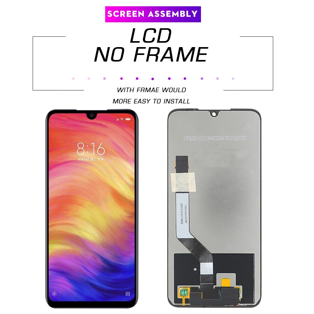 6.3 calowy wyświetlacz LCD dla Xiaomi Redmi Uwaga 7 ekran dotykowy z ramką wymiana zespołu Digitizer dla Redmi Uwaga 7