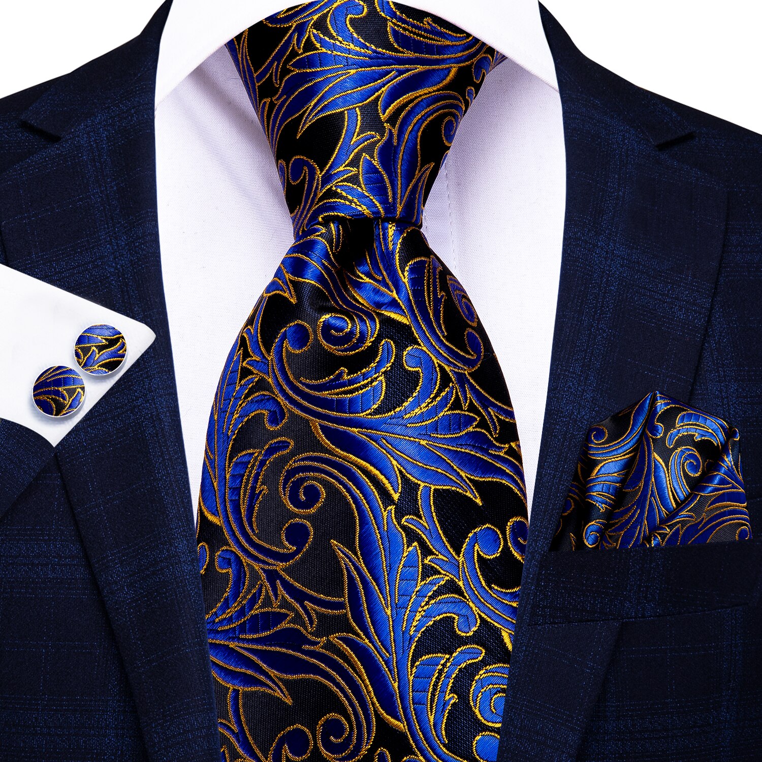 Hi-Tie – cravate à carreaux noirs pour hommes, nouvelle Business, 100% soie, 8.5cm, cravate de luxe formel, mariage de: 3347