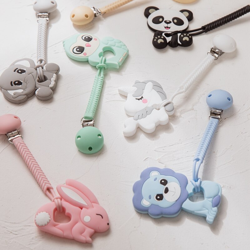 1Pcs Baby Fopspeen Clips Siliconen Bijtring Bunny Siliconen Fopspeen Kettingen Baby Bijtring Tandjes Ketting Baby Fopspeen Clip Keten