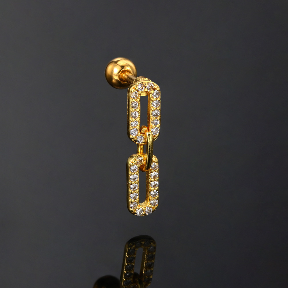 1pc catena corta piercing tutto'orecchio elica lobo orecchini con perno per le donne intarsiato zirconi da ragazzina Daith Trago accessori per l'orecchio gioielli ins: Oro-colore