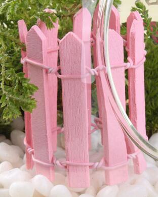 Multicolor Hout Hek Palissade Miniatuur Fairy Tuin Home Huizen Decoratie Mini Craft Micro Landschapsarchitectuur Decor DIY Accessoires: Roze