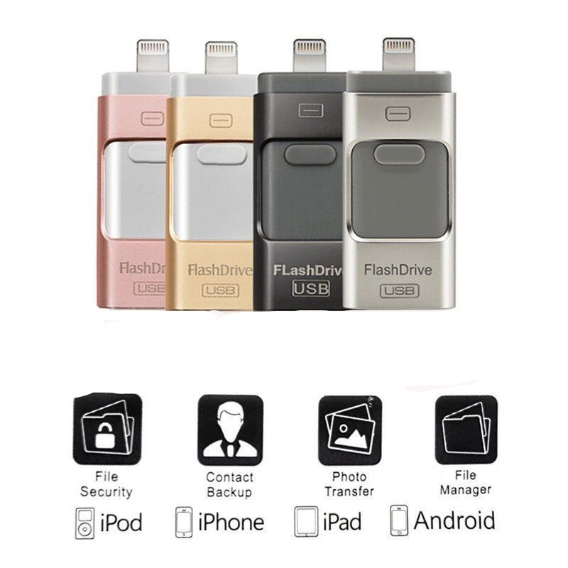 USB Flash Drive Voor iPhone 7 6s 6 Plus 5 4S iPad OTG Pendrive 64GB 128GB 256GB Pen drive HD Externe Opslag Memory Stick USB 3.0
