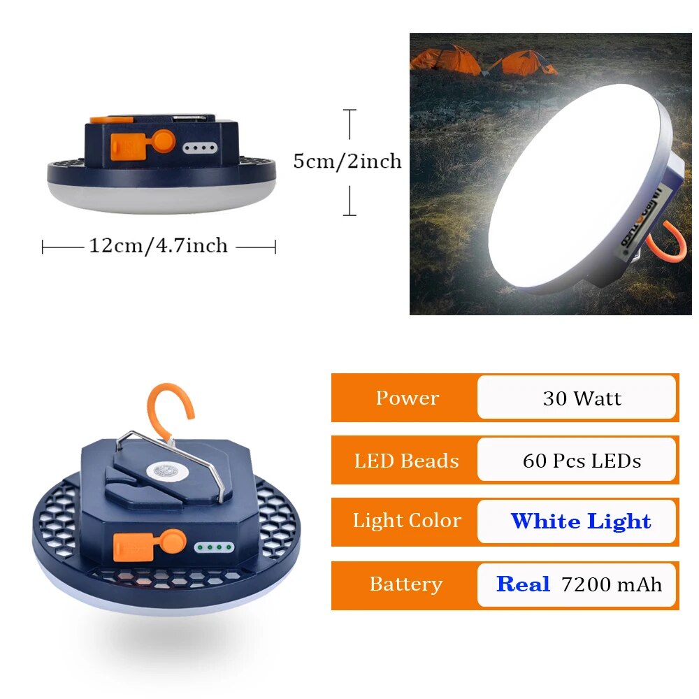Linterna de Camping recargable con imán, potente luz portátil, luces LED para tienda de campaña, iluminación de reparación de trabajo: 10 vatios