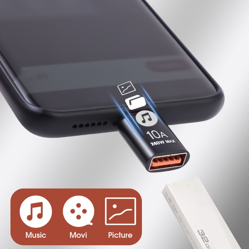 6-1PCS 10A OTG USB 3.0 A Tipo C Adattatore Tipo C Femmina A USB Maschio Convertitori Trasferimento dati ad alta velocità per MacBook Telefono Laptop