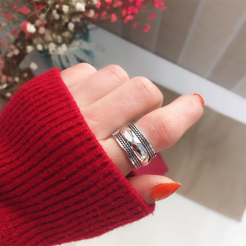 Boho 925 Sterling Zilver Grote Ronde Ringen Voor Vrouwen Engagement Open Antieke Vinger Rings Partij Sieraden Anillos Meisjes