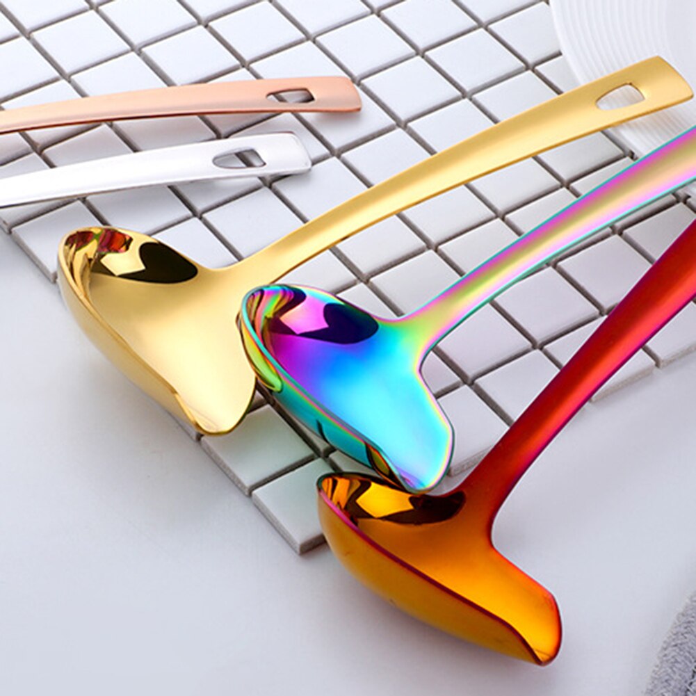 Stainless Steel Duck Mouth Oil Spoon Ladle Scoop Tableware Coffee Spoon Long Handle Tea Spoons Kitchen Drinking Flatware