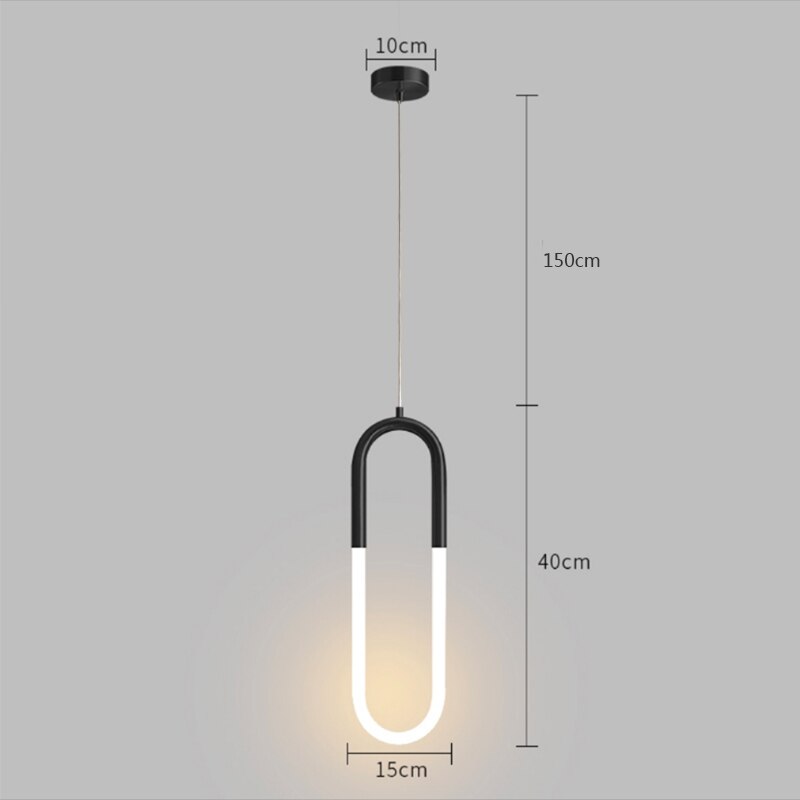 U-formade led-hänglampor i mässing för sovrum, sängbord, lång hängande lampa, köksö, matbord, heminredning, armaturer: Kall vit / Brun