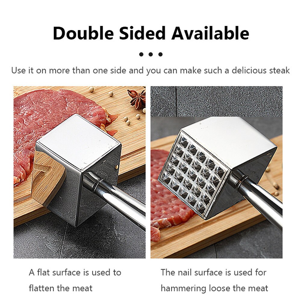 Meat Tenderizer, Stainless Steel Meat Tenderizer, Heavy Meat Mallet, Double-sided Meat Scale Pot Safe Kitchen Tool