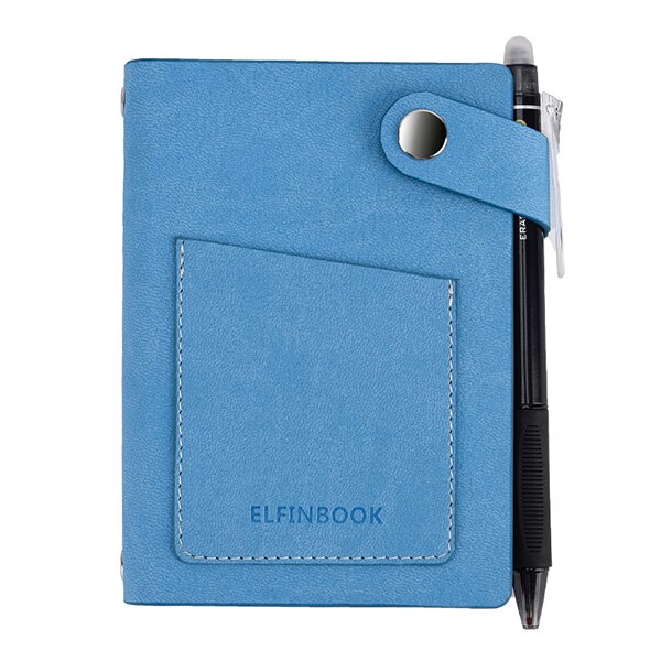 Elfinbook Mini Smart Reusable Notebook Diary Notepad Vintage Leather Elinbook Paper Note Book Stationery Traveler Journal: Blue