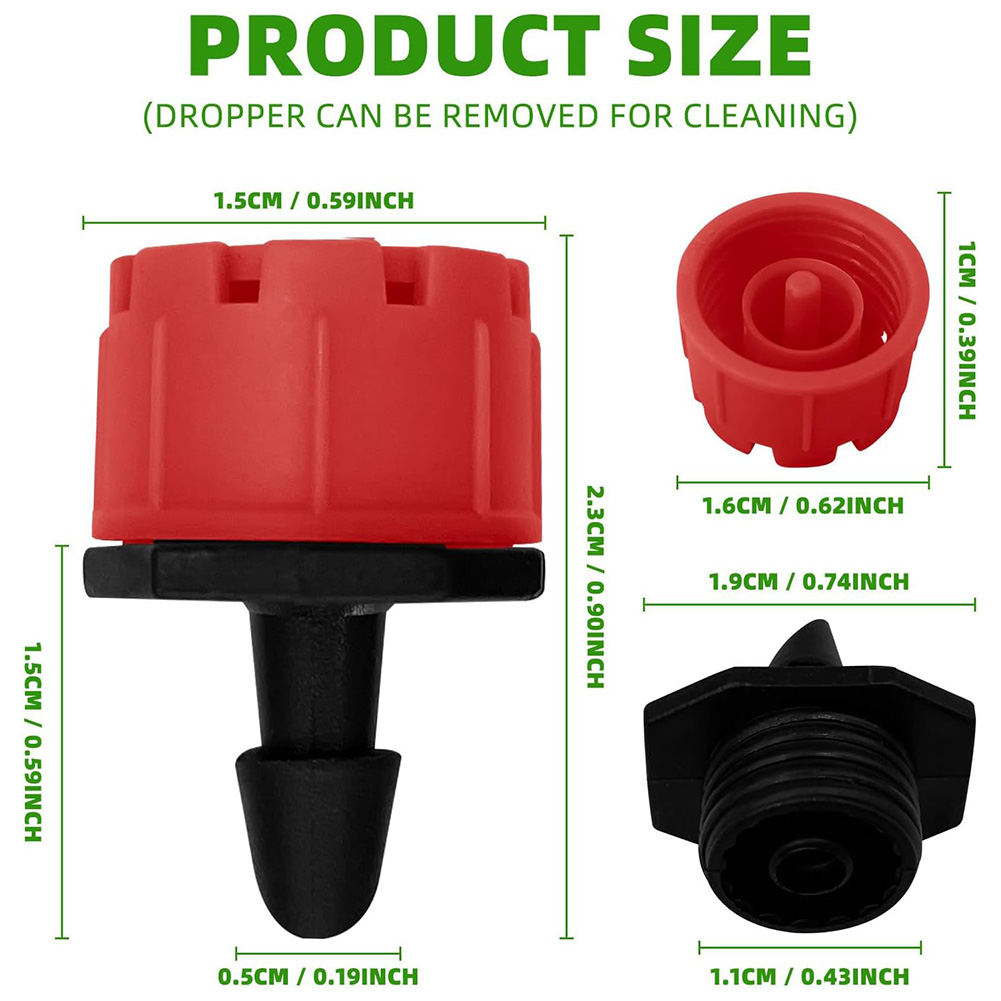 500-100 Uds. Gocciones de riego ajustables de 1/4 pulgadas, aspersores giratorios, microaspersores de riego por goteo para balcón, invernadero