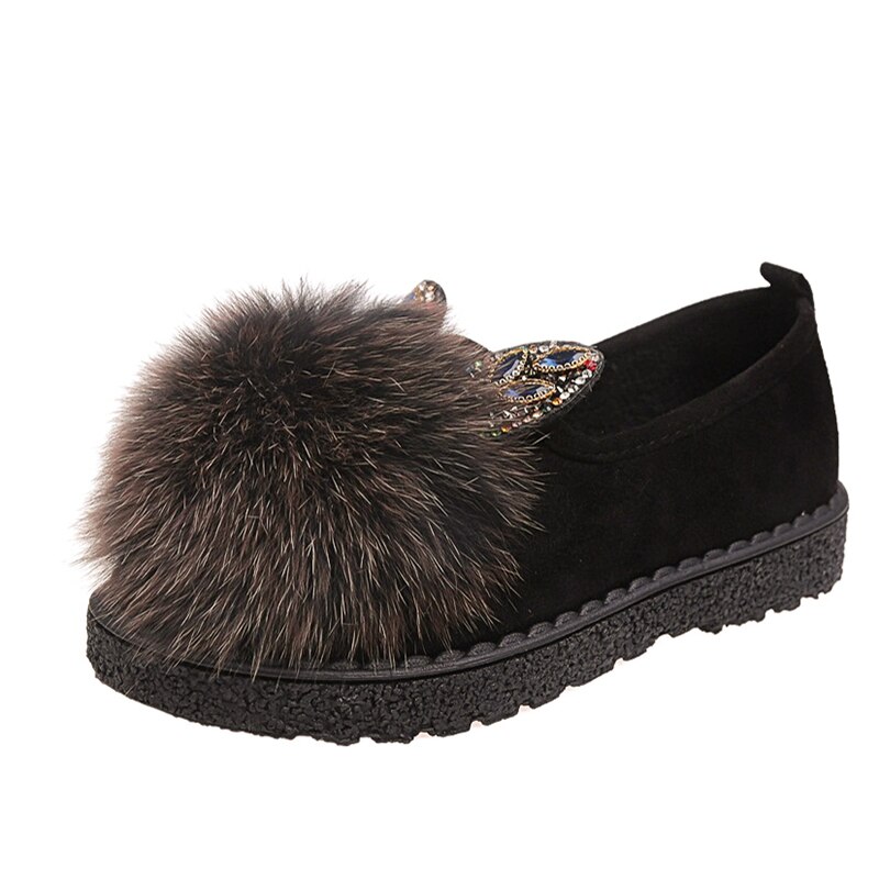 Winter Bont Flats Vrouw Schoenen Suède Muilezels Pluche Harige Mocassins Dames Casual Warm Houden Korte Pluche Schoenen Vrouwen Flats