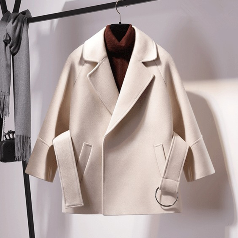 Vinter efterårsjakke kvinder solid afslappet kvindefrakke med skærper knapper turn down krave plus størrelse sobretudo feminino: Beige / L
