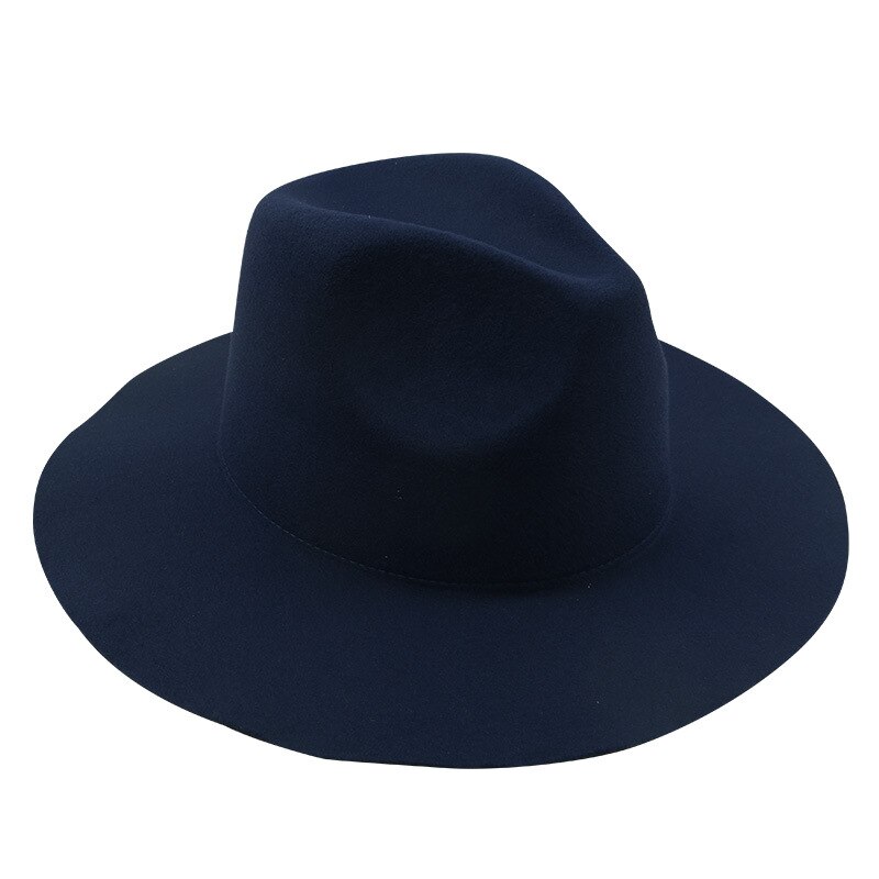 USPOP women winter hats wool fedoras adjustable unisex solid color wool hats: Jazz-Navy blue