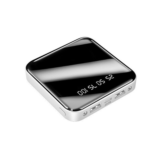 Mini 20000mAh Power Bank caricabatterie esterno Powerbank di grande capacità PowerBank digitale Dual USB Charge LED Light Poverbank: White