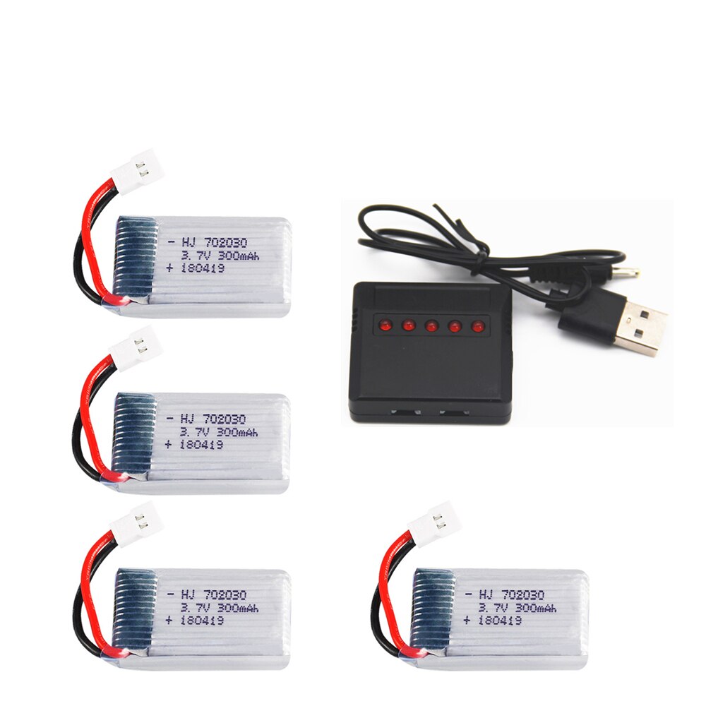 3.7V 300mAH Lipo Battery With Charger For Udi U816 U830 F180 E55 FQ777 FQ17W Hubsan H107 Syma X11C FY530 RC Drone Battery: 4pcs with 5in1