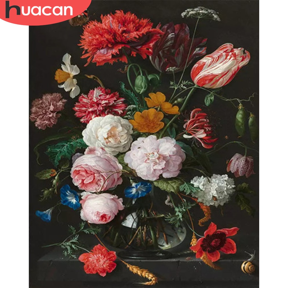 HUACAN Oil Painting Flowers Drawing On Canvas HandPainted Picture By Numbers Kits Art DIY Home Decoration