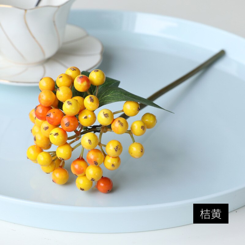 Conjunto de flores artificiales, set de 5 unids/set de racimos de frutas pequeñas para decoración de habitación, accesorios de arreglos florales de Navidad, bayas artificiales: 3