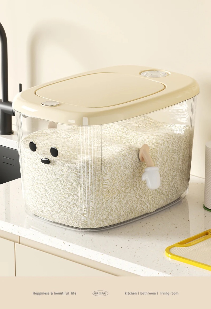 Cubo de arroz de plástico para el hogar, caja de almacenamiento de arroz sellada de gran capacidad, a prueba de insectos, presión de humedad, de alimentaria, DIY