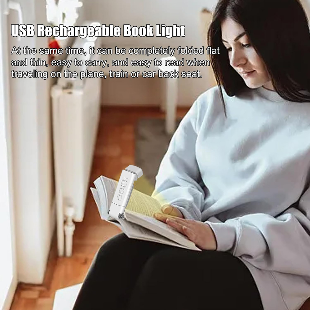 Luz de lectura de libros para lectura de cama, recargable, portátil, con Clip, luz de lectura LED, Mini lámpara de escritorio alimentada por USB regulable