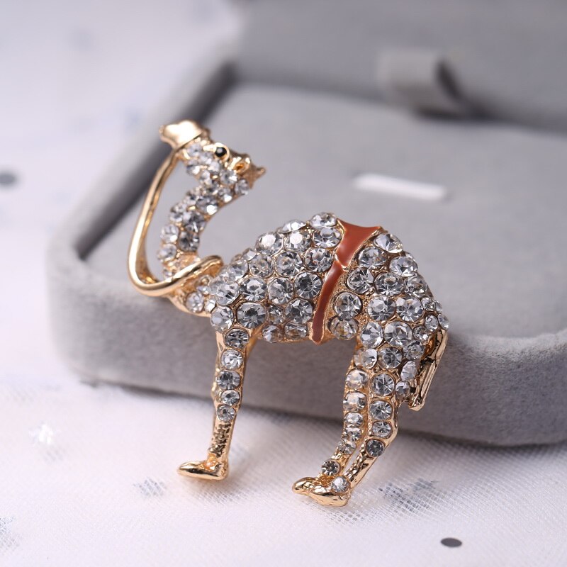 Classique cristal Camel chat chien abeille Animal strass broche broches Antique or métal écharpe épingles bijoux fête vêtements décors
