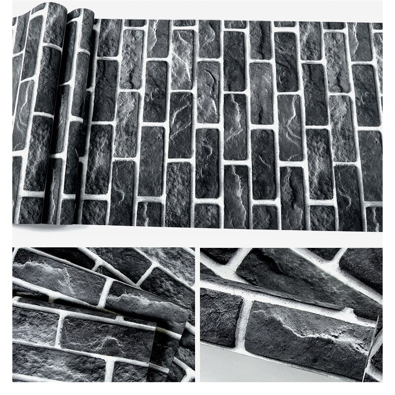 Moderne Steen Pvc Behang Baksteen Behang Roll Voor Woonkamer Tv Achtergrond Home Decor Muurstickers Pvc Decals: Creamy-white